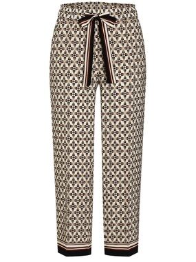 Printed Relaxed-Tapered Women's Pants in Brown and Cream